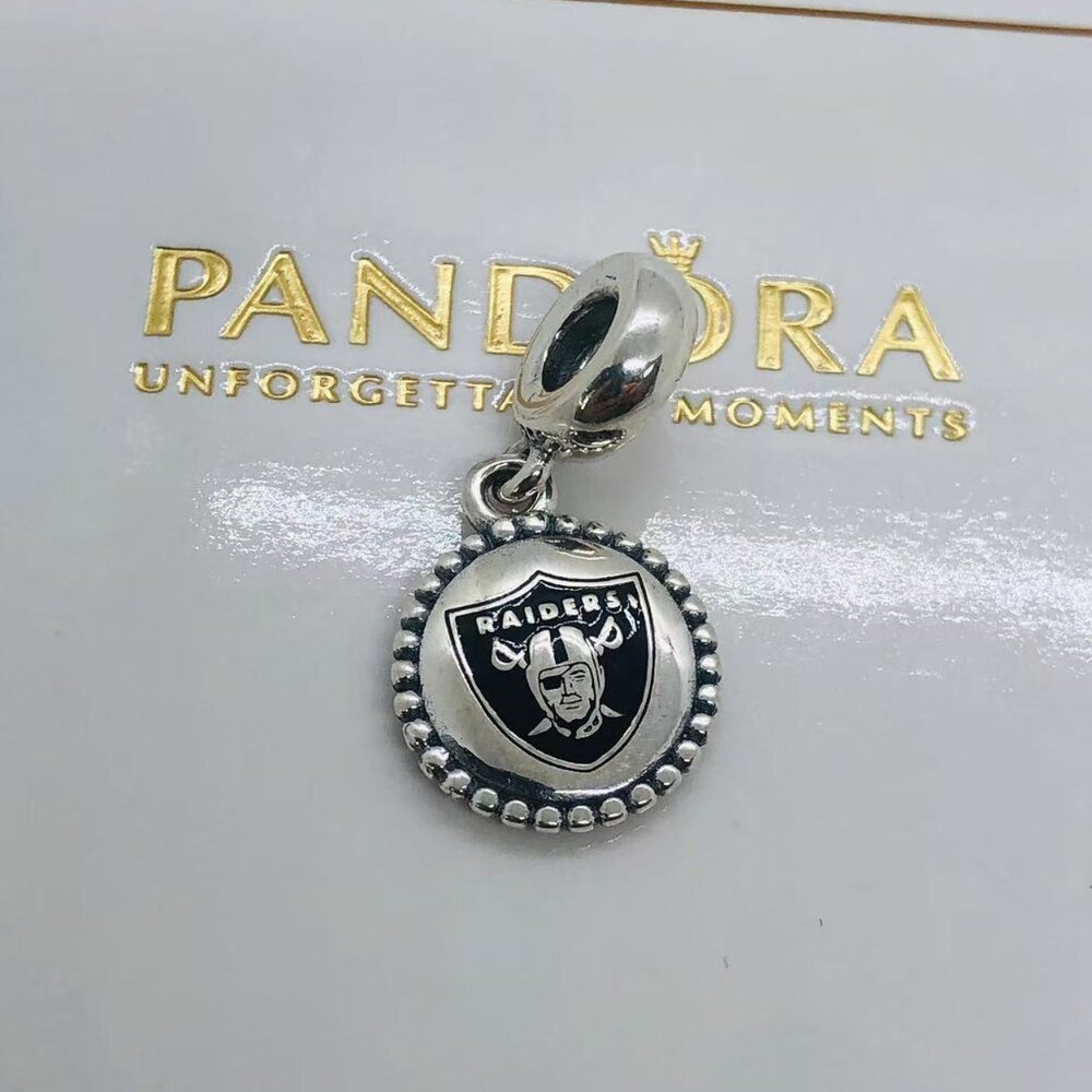 🌞📖Pandora Las Vegas Raiders NFL Football Charm Pendant, S925 ALE